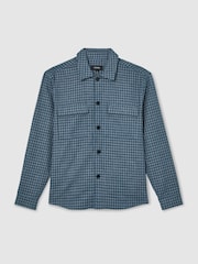 Reiss Indigo Sever Cotton-Linen Checked Overshirt - Image 2 of 7