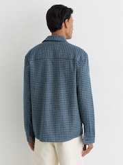 Reiss Indigo Sever Cotton-Linen Checked Overshirt - Image 5 of 7