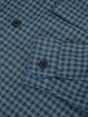 Reiss Indigo Sever Cotton-Linen Checked Overshirt - Image 7 of 7
