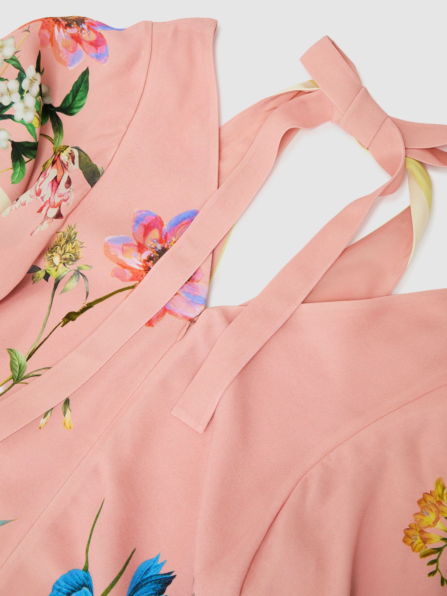 Buy Reiss Pink Flossy Floral-Print Cut-Out Midi Dress from Next USA