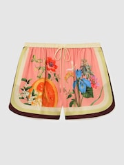 Reiss Pink Milos Tropical Scarf-Print Drawstring Shorts - Image 2 of 6