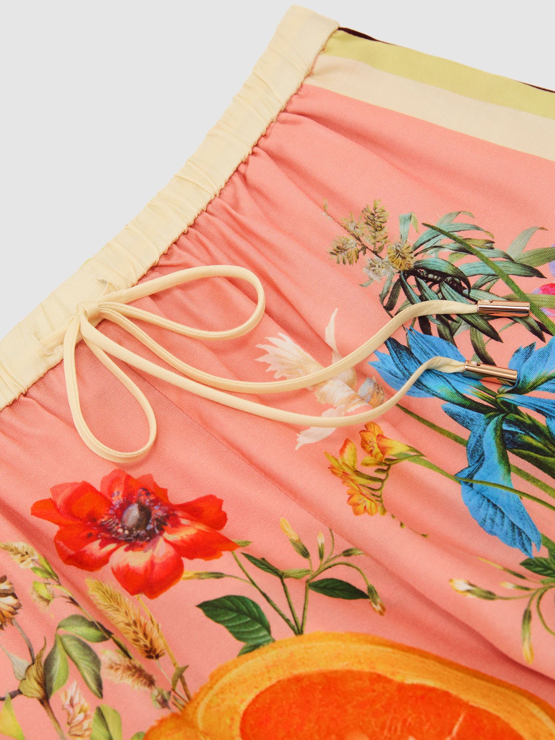 Buy Reiss Pink Milos Tropical Scarf-Print Drawstring Shorts from