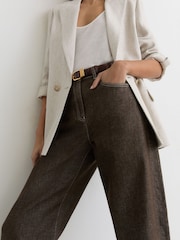 Reiss Brown Sabel Petite Barrel-Leg Topstitched Jeans - Image 4 of 7