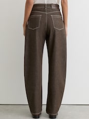 Reiss Brown Sabel Petite Barrel-Leg Topstitched Jeans - Image 6 of 7