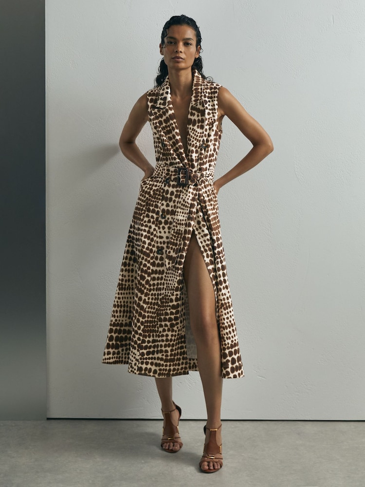 Atelier Cotton Animal-Print Tailored Dress - Image 1 of 8 Atelier Cotton Animal-Print Tailored Dress - Image 1 of 8