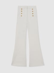 Reiss White Athena Petite Button-Detail Flared Jeans - Image 2 of 8