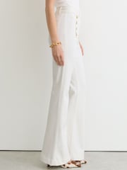 Reiss White Athena Petite Button-Detail Flared Jeans - Image 5 of 8