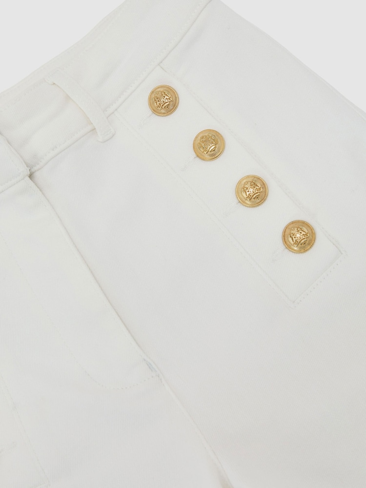 Reiss White Athena Petite Button-Detail Flared Jeans - Image 8 of 8
