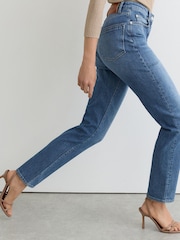 Reiss Mid Blue Aubrey Slim Straight-Leg Jeans - Image 3 of 9