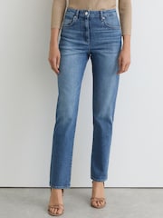 Reiss Mid Blue Aubrey Slim Straight-Leg Jeans - Image 5 of 9