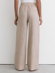 素色 - Reiss Riley Linen Ladder-Embroidery Wide-Leg Trousers - 圖片 7，共 9