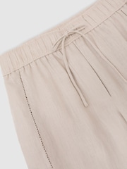 素色 - Reiss Riley Linen Ladder-Embroidery Wide-Leg Trousers - 圖片 9，共 9