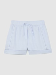 Reiss Ice Blue Riley Linen Ladder-Embroidery Shorts - Image 2 of 6