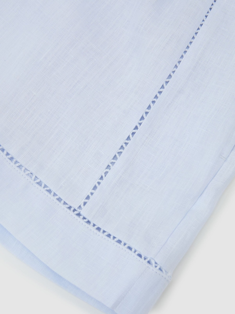 Reiss Ice Blue Riley Linen Ladder-Embroidery Shorts - Image 6 of 6 Reiss Ice Blue Riley Linen Ladder-Embroidery Shorts - Image 6 of 6