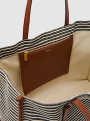 Reiss Navy/Off White Sacha Striped Canvas Tote Bag - Image 4 of 6