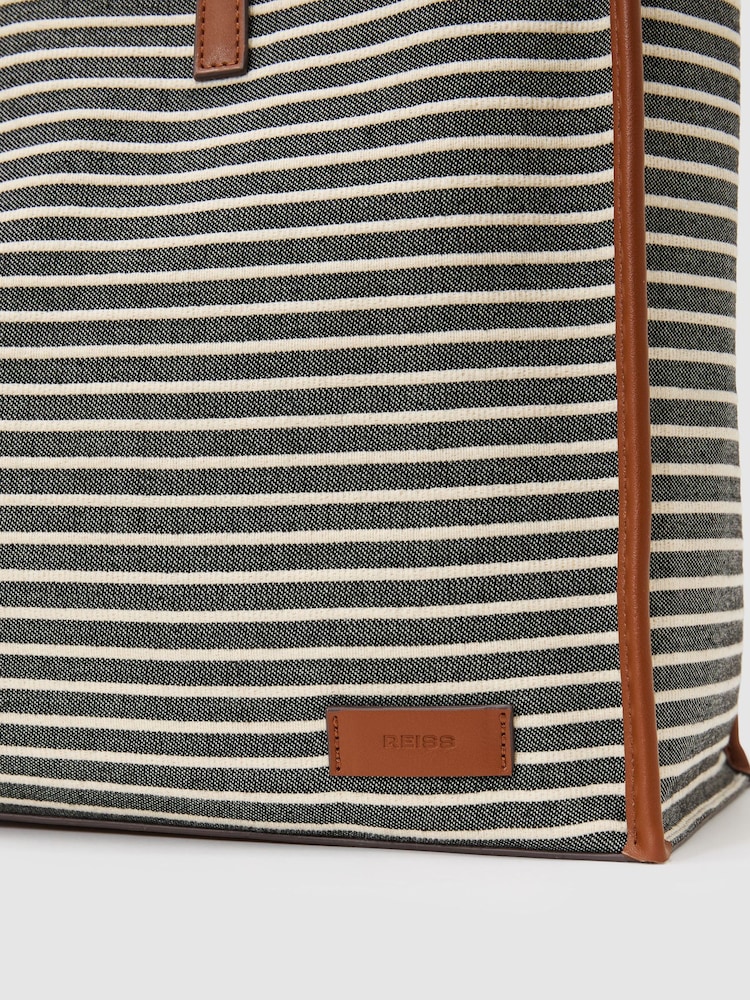 Reiss Navy/Off White Sacha Striped Canvas Tote Bag - Image 6 of 6 Reiss Navy/Off White Sacha Striped Canvas Tote Bag - Image 6 of 6