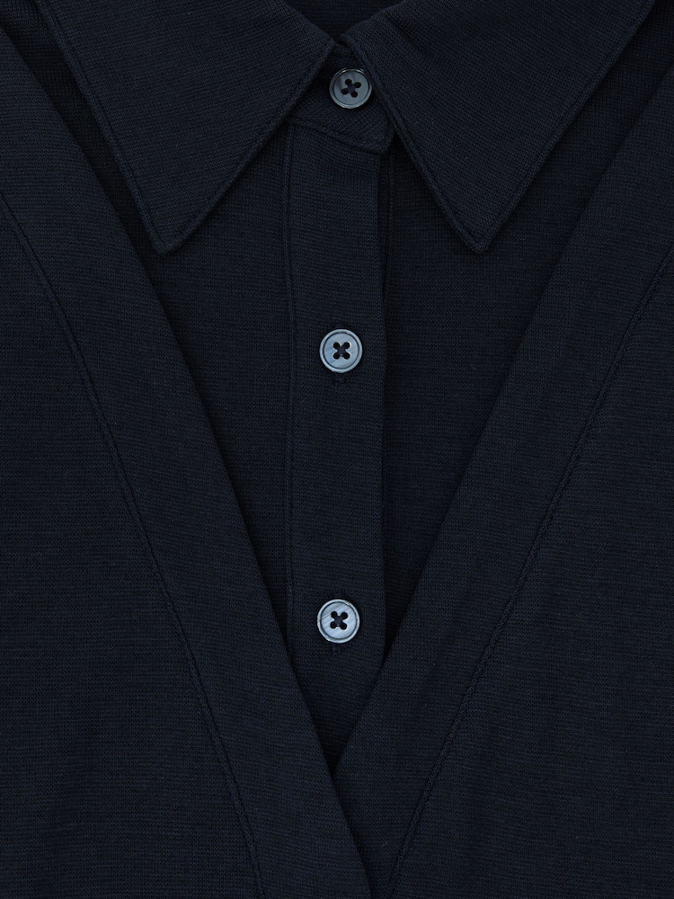 Reiss Navy Shona Collar-Insert Jersey-Knit Top with Wool - Image 6 of 6 Reiss Navy Shona Collar-Insert Jersey-Knit Top with Wool - Image 6 of 6