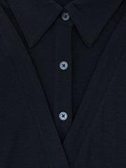 Reiss Navy Shona Collar-Insert Jersey-Knit Top with Wool - Image 7 of 7