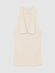 Reiss Ivory Vera Collared Rib-Knit Vest - Image 2 of 7