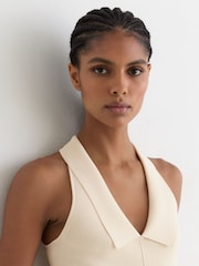 Reiss Ivory Vera Collared Rib-Knit Vest - Image 5 of 7