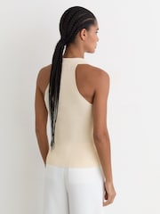 Reiss Ivory Vera Collared Rib-Knit Vest - Image 6 of 7