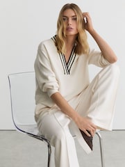 Reiss Verity Premium Interlock Stripe-Waist Joggers - Image 5 of 9