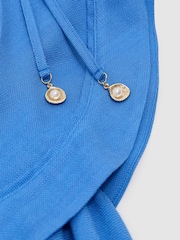 Reiss Blue Sophia Ruffle Tie-Neck Wide-Leg Jumpsuit - Image 7 of 7