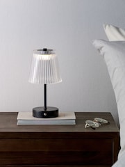 The Set 2 Pack Black Ribbed Glass Rechargeable Table Lamp - Image 5 of 6