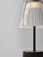 The Set 2 Pack Black Ribbed Glass Rechargeable Table Lamp - Image 6 of 6