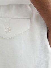 Reiss White Barges Linen Relaxed-Fit Drawstring Trousers - Image 6 of 7
