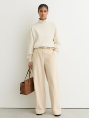 Reiss Cream Tanya Cotton Funnel-Neck Sweatshirt - Image 3 of 7