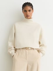 Reiss Cream Tanya Cotton Funnel-Neck Sweatshirt - Image 7 of 7