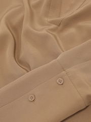 Reiss Camel Maria Matte-Silk Open-Collar Blouse - Image 7 of 7