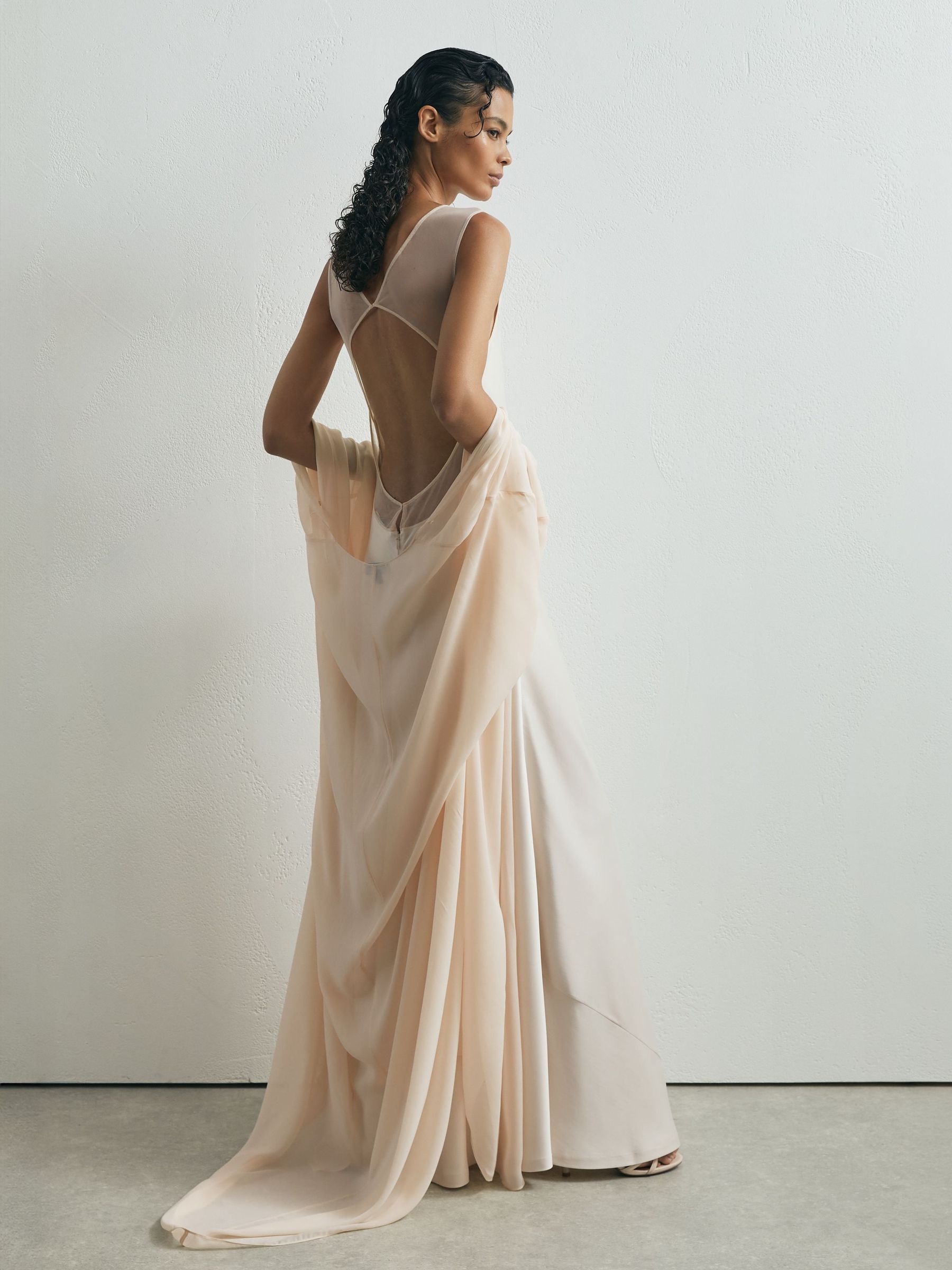 スーツ・フォーマル・ドレス KnuthMarf back open sheer dress Buy Atelier Satin Cape Maxi Dress from Next USA