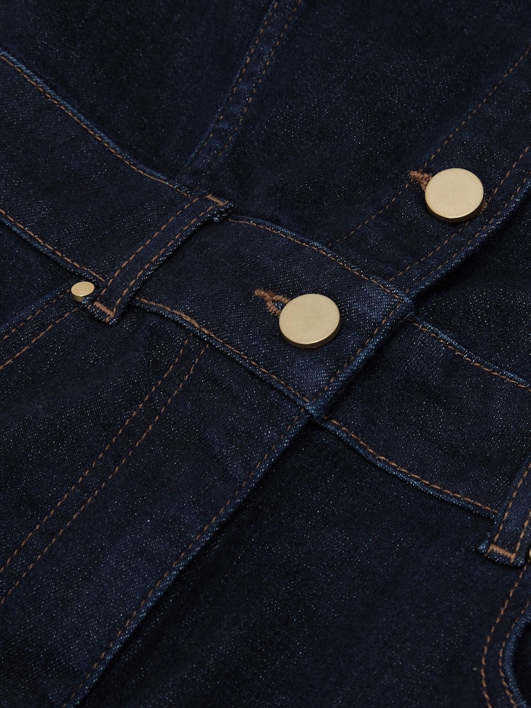 Reiss Indigo Blue Lolita Denim Halterneck Flared Jumpsuit - Image 6 of 6