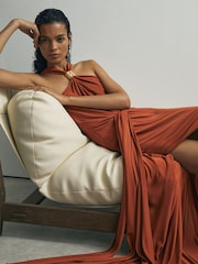 Atelier Rust Hardware-Detail Draped Maxi Dress - Image 1 of 9