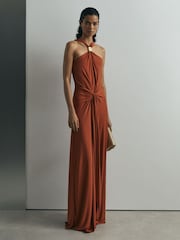 Atelier Rust Hardware-Detail Draped Maxi Dress - Image 3 of 9