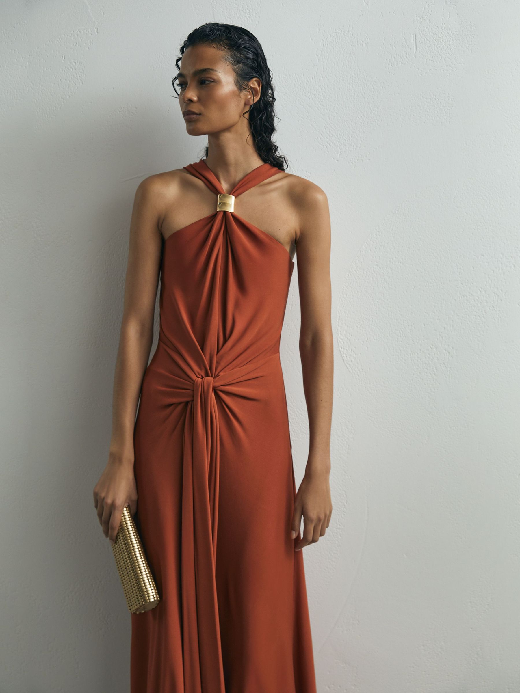 maxi dress with hardware Imeraldia Hardware Halter Maxi Dress Black