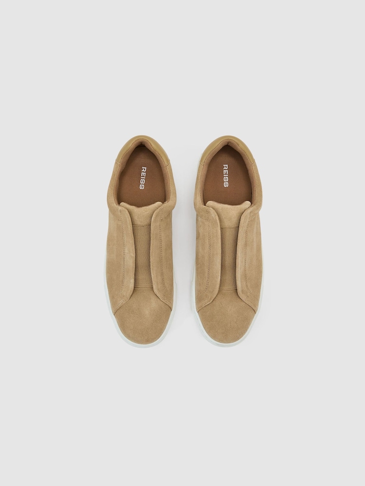 Reiss Sand Emil Suede Slip-On Elasticated Trainers - Image 2 of 4