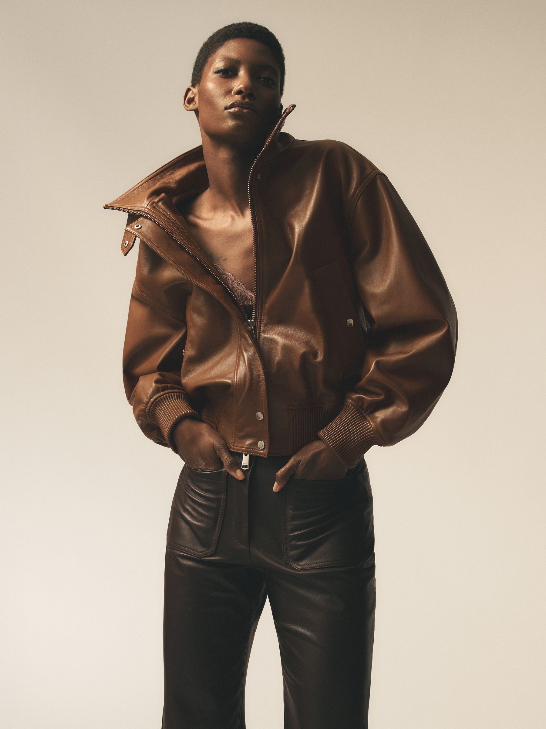 Next：日本 Reiss Cara レザーファンネルネックボンバージャケット