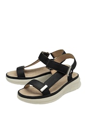 Dunlop Black Double Touch Fasten Wedge Sandals - Image 2 of 4