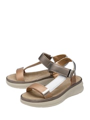 Dunlop Metallic Double Touch Fasten Wedge Sandals - Image 2 of 4