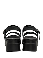 Dunlop Black Ankle Strap Wedge Crossover Sandals - Image 3 of 4