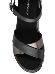 Dunlop Black Ankle Strap Wedge Crossover Sandals - Image 4 of 4