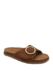 Dunlop Brown Leather Footbed Mule Sandals - Image 1 of 4