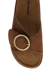 Dunlop Brown Leather Footbed Mule Sandals - Image 4 of 4