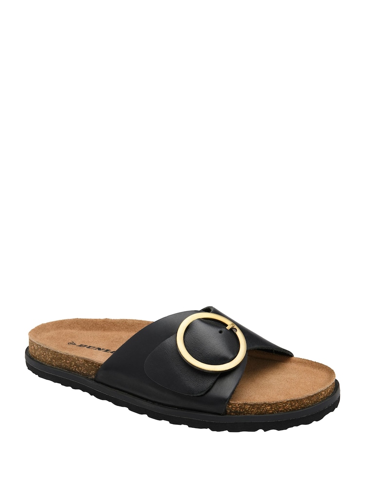 Dunlop Black Leather Footbed Mule Sandals - Image 1 of 4