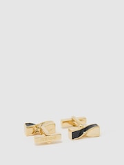 Reiss Gold/Black Carrick Twisted Bar Cufflinks - Image 2 of 5