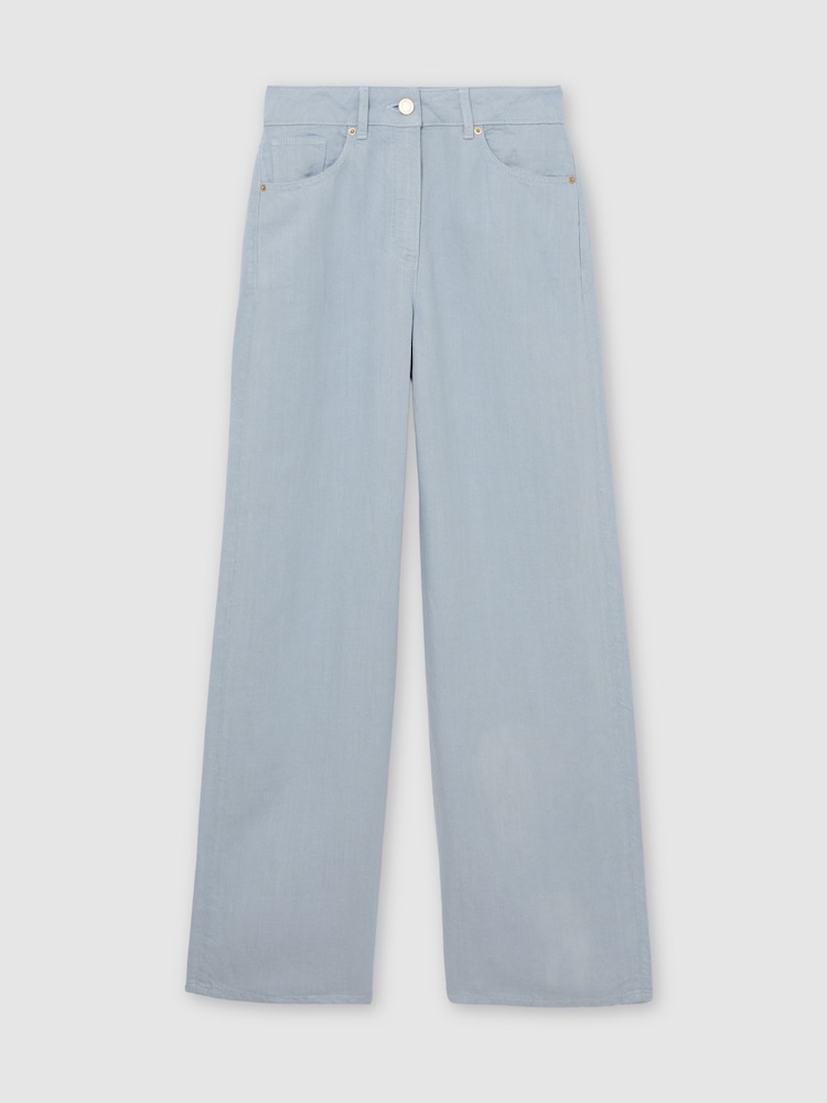 Reiss Blue Carmen Lyocell-Linen Wide-Leg Trousers - Image 2 of 6 Reiss Blue Carmen Lyocell-Linen Wide-Leg Trousers - Image 2 of 6