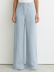 Reiss Blue Carmen Lyocell-Linen Wide-Leg Trousers - Image 4 of 6
